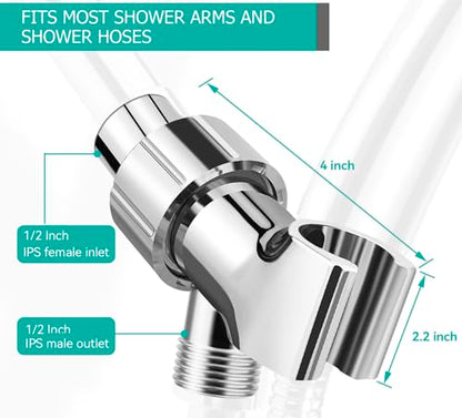 MAAYAYA Brass Ball Shower Holder, 360° Adjustable ABS Bracket, Chrome | MAYYAYA Holder: Solid Brass Swivel Ball; 360° Adjustable ABS Bracket; Universal 1/2" Connector; Fits Standard Shower Hoses - color: Chrome