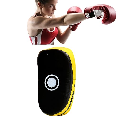 GLOGLOW Boxing Strike Pad for Training, High Density Sponge and PVC Leather, Multifunction Protective Strike Pad for Kickboxing Users - color: Yellow Stripe