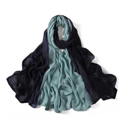 Txmout Ombre Modal Hijab Scarf for Women Muslim, Soft Lightweight Headscarf - color: Turquoise - Navy