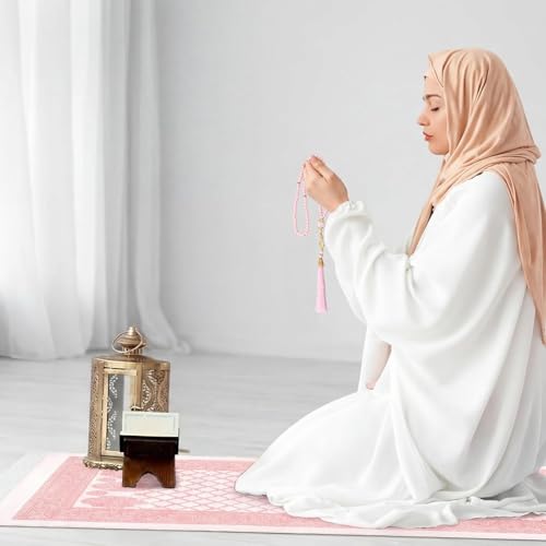 10 Pack Muslim Prayer Rug with Tasbih and Portable Bag Muslim Gift for Women Men Prayers Carpet Mat Mubarak Islamic Gifts Set