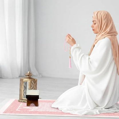 10 Pack Muslim Prayer Rug with Tasbih and Portable Bag Muslim Gift for Women Men Prayers Carpet Mat Mubarak Islamic Gifts Set