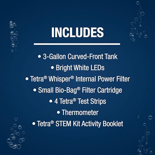 Tetra Crescent STEM Aquarium Kit 3 Gallons, Curved-Front Fish Tank with LEDs and STEM Activity Guide