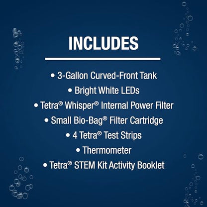 Tetra Crescent STEM Aquarium Kit 3 Gallons, Curved-Front Fish Tank with LEDs and STEM Activity Guide
