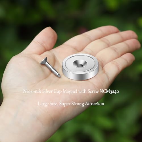 Neosmuk Silver Magnets with Screws,130lbs+ Heavy Duty Rare Earth 4 Pack - color: Silver, size: 130 lb