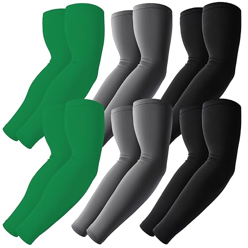 BHYTAKI Cooling Compression Arm Sleeves for Men Women,UPF50 UV Sun Protection Sleeves for Work Sport Tattoo Cover Up - color: 2 Black+2 Dark Gray+2 Green