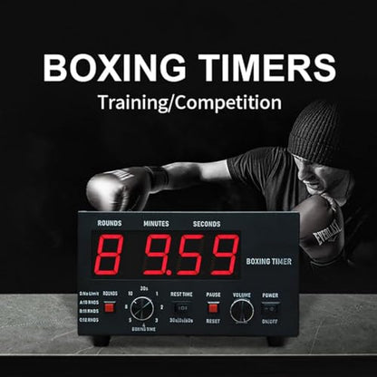 Boxing Interval Timer, Professional Gym Timer with Adjustable Buzzer Alarm, Classic Boxing Round Timer for Muay Thai, MMA, Kickboxing, 30S-10min Training and 0/30/60S Rest Time,Red - color: Red