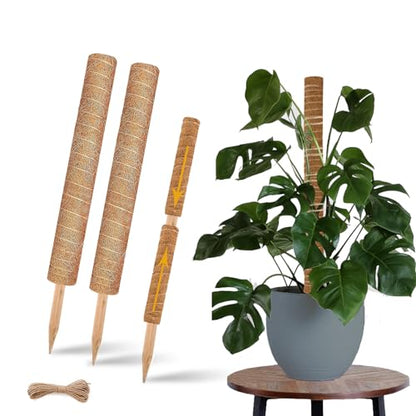 Moss Pole, 2 Pack 17 Inch Monstera Plant Support for Climbing Plants Accessories Indoor, Stackable Moss Poles Plant Support Stakes, Coir Plant Pole Sticks for Potted Plants, Pothos, Philodendron - size: 2pcs x 17 Inches