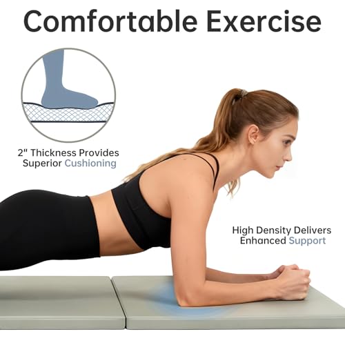 Foldable Yoga Mat, 2 Inches Extra Thick Non-Slip Design Fitness Mats