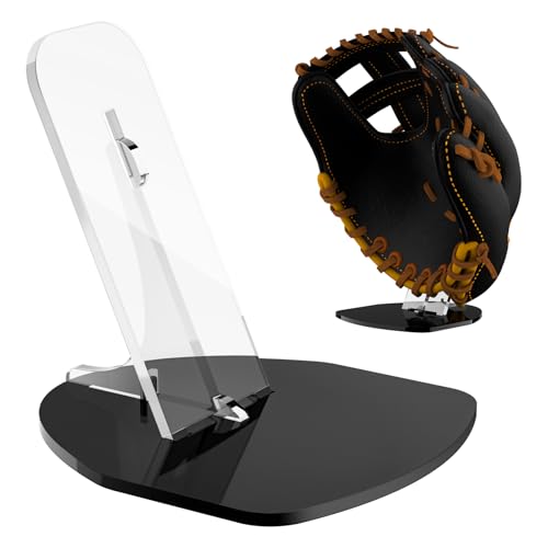 Baseball Glove Display Stand Softball Glove Desk Mount Holder - Acrylic Batting Gloves Storage Organizer Rack for Baseball Collectibles Memorabilia Club Fans Sports Team Décor Gift