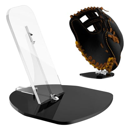 Baseball Glove Display Stand Softball Glove Desk Mount Holder - Acrylic Batting Gloves Storage Organizer Rack for Baseball Collectibles Memorabilia Club Fans Sports Team Décor Gift