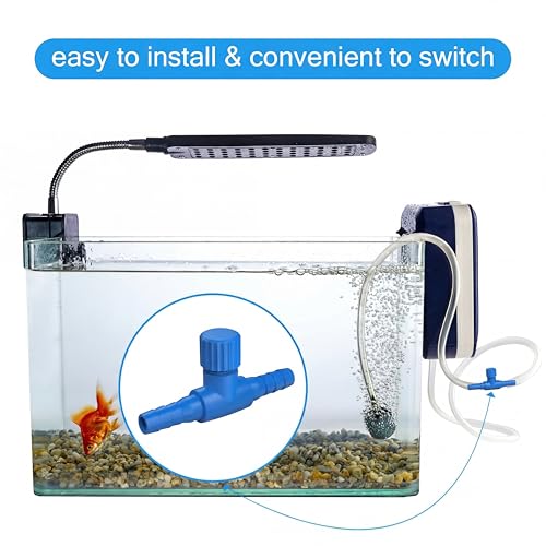 Honoson 30 Pieces Aquarium Air Control Valve T Shaped Air Pump Control Valves Single Way Plastic Flow Regulator for 4 mm Hose Line Tubing Connector(Blue) - color: Blue