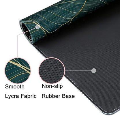 Desk Mat Pad,Large XXL Extended Mouse Pad Mat for Desktop Keyboard | 35''×15.6'' XXL Extended Gaming Mouse Pad with Non-slip Base Desk Matt Mousepad for Computer,Office,Keyboard and Laptop - color: D4-Green Leaves