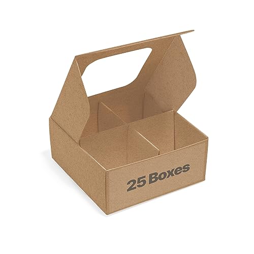 25 pcs Kraft Mini Truffle Box for 4 Treats with Window and Dividers, Bakery Boxes, 3.5 x 3.5 x 1.57 Inches VERY SMALL Baking Boxes for 4 Treats, Square Truffles Box for Gift Giving - color: Kraft