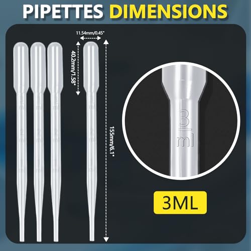 120Pcs Plastic Transfer Pipettes 3ml Dropper for Oil | Disposable Dropper, Eyedropper Water Droppers, For Craft Lab Resin Paint - size: 3ml