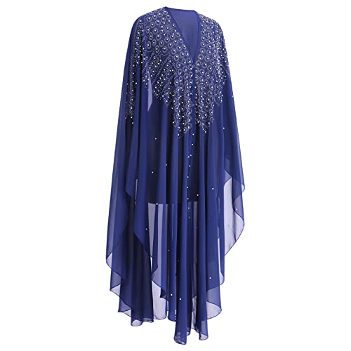 OBEEII Muslim Dress for Women Loose Batwing Sleeved Hooded Beaded Embroidery Long Abaya Dress Kaftan Abayas Islamic Robe - color: Bs06