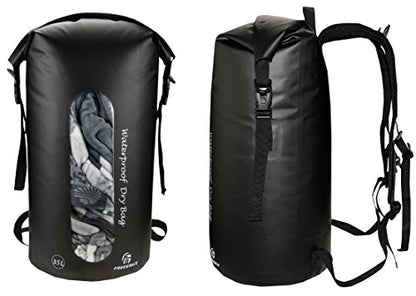 Freegrace Waterproof Dry Bag Set of 3 - Submersible Dry Sack with Double Zip Lock Seals - Includes Waist Pouch & Phone Case - Perfect for Kayaking, Swimming, Boating & Rafting (Window, Black, 35L) - color: Black, size: 35L, style: Window