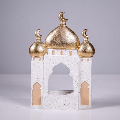 Decorative Mosque Sculpture with Gold Domes, White and Gold, 8.27 x 5.71 x 2.76 inches - size: 5.71*2.76*8.27in