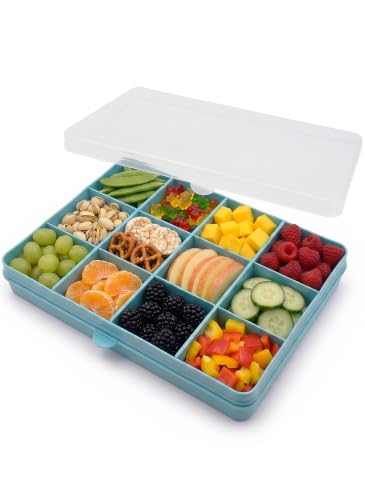 melii Snackle Box |12-Compartment Snack Container with Removable Dividers, BPA-Free Food Storage for Travel, School & On-the-Go Snacks, Kids & Family Organizer (Blue) - color: Blue