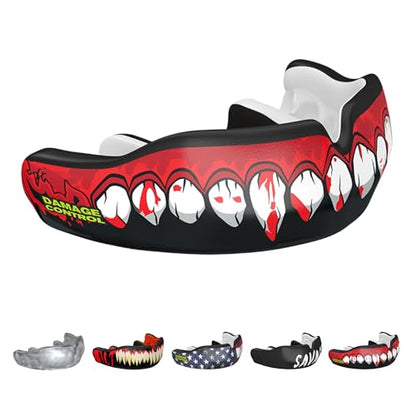 Damage Control Bleeding Fangs Custom Fit Mouthguard | Dentist-Designed, Easy Self-Impression Kit, Superior Fit, Protection & Breathability | Fast Turnaround for Athletes Made in USA - color: Bleeding Fangs