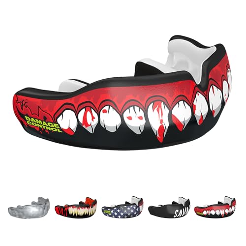 Damage Control Bleeding Fangs Custom Fit Mouthguard | Dentist-Designed, Easy Self-Impression Kit, Superior Fit, Protection & Breathability | Fast Turnaround for Athletes Made in USA - color: Bleeding Fangs