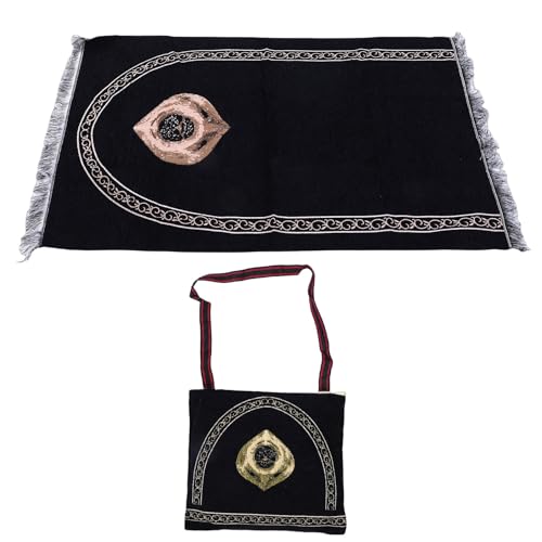 Tnfeeon Authentic Muslim Prayer Rug Soft Cotton with Tassels Portable Foldable Mat for Meditation Home Travel Islamic Prayer Carpet with Storage Bag for Men Women