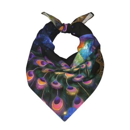 Satin Square Scarf, Printed Head Neck Scarf, Multi‑Purpose Bandana - color: Peacock