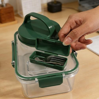 Portable Plastic Salad Case Container with Leak Proof Oats Container Reusable Keep It Fresh Vegetable Storage Box (Rectangle) - color: Rectangle