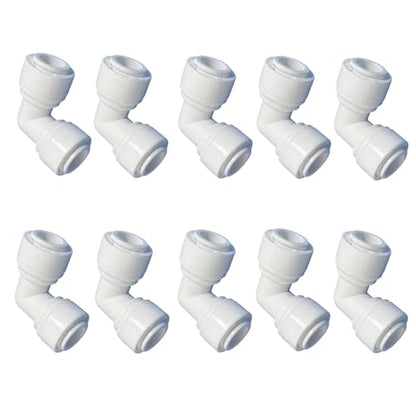 1/4" RO Tubing 90-Degree Elbow Connector, Push-to-Connect Fittings for RO/DI Water Filter Systems & Aquariums (10 Pack) - style: 1/4" elbow connect(10)