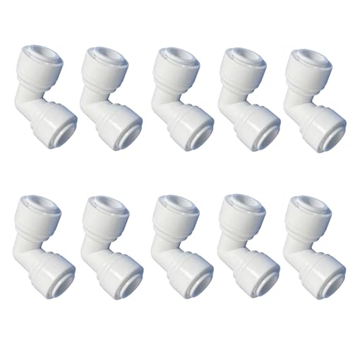 1/4" RO Tubing 90-Degree Elbow Connector, Push-to-Connect Fittings for RO/DI Water Filter Systems & Aquariums (10 Pack) - style: 1/4" elbow connect(10)