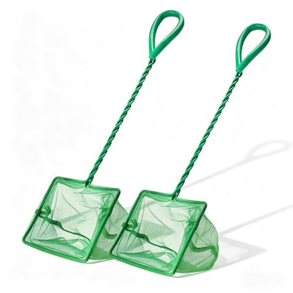 (12.9''L,Net Opening:3.9" x 3") Aquarium Fishing Net for Betta Tanks & Small Fish Tanks, Soft Fine Square Mesh, Food Wastes Skimmer for Small Ponds and Pools, Shrimp,Green - color: Green 12.9''