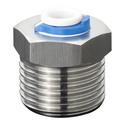 Stainless Steel 1/2"M to 1/4" Push-Fit Connector | Quick connector for reverse osmosis water purifiers & beverage dispensers. - style: 1/2" M to 1/4" PTC