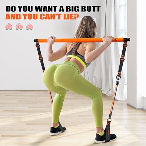 KUTIZE Pilates Bar Kit with Resistance Bands, Pilates Equipment, Multifunctional Pilates Bar for Women & Men, Pilates kit for Hip, Back, Arm, Full-Body Workouts, Home Gym Strength Training Equipment - style: 1-Orange