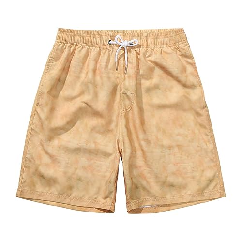 Ctreela Men's Funny Dog 3D Graphic Yellow Loose Fit Summer Beach Shorts - color: Khaki, size: Medium
