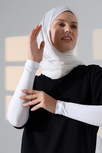 ihvan online, Hijab Sleeves for Women, Muslim Arm Sleeve for Prayer, Women's Soft Stretchy Modest Sleeves to Cover Arms - color: White