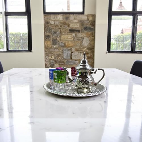 Moroccan Tea Tray Serving Cocktail Silver Handmade Fez Small Or Large Round (9/11/13/15 Inches) (11 Inch) - size: 11"