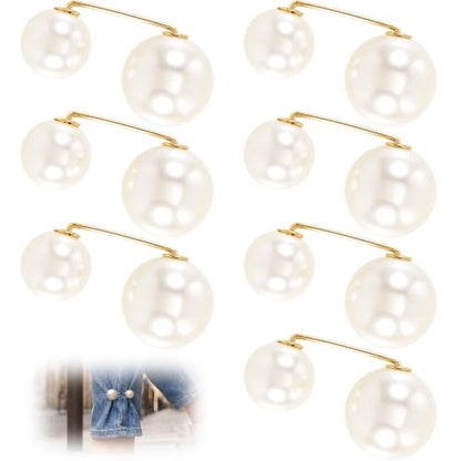 Pearl Brooches Pins, Faux Pearl Sweater Shawl Clip - color: Beige, 8pcs, style 2
