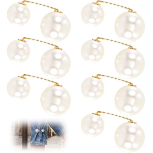 Pearl Brooches Pins, Faux Pearl Sweater Shawl Clip - color: Beige, 8pcs, style 2