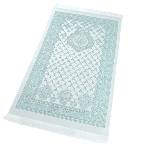 Prayer Rug Muslim Prayer Mat - Soft Thin Prayer Carpet Mats Islam for Kids Men Women, Islamic Eid Ramadan Gifts (Green) - color: Green
