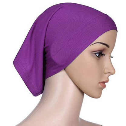 5 Pcs Under Scarf Hijab Caps Undercap Hijab Stretch Solid Color Tube Bonnet Underscarf Headwear Turban Hat Headwrap - color: Set 2