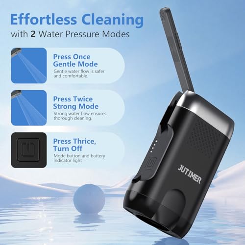 Electric Portable Bidet for Travel, JUTIMER 260ml+380ml Handheld Peri Bottle for Postpartum Care & Travel, USB Rechargeable Bidet Sprayer for Post-Surgery, Hemorrhoid Relief, Camping, Dual Spray Modes