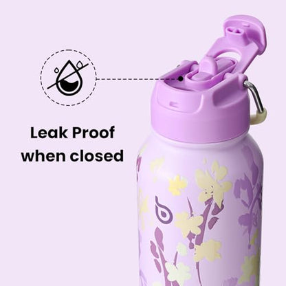 BOTTLE BOTTLE 32oz Insulated Water Bottle with Pill Box | Stainless Steel,Sport Water Bottle, with Straw Dual-use Lid and Pill Box, Design for Gym - color: Purple Grown