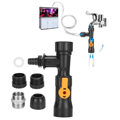 Fish Tank Water Changer,Siphon Fish Tank Vacuum Gravel Cleaner | Aquarium Quick Water Changer with 2 Faucet Adapters for Aquarium Quick Water Change, Black
