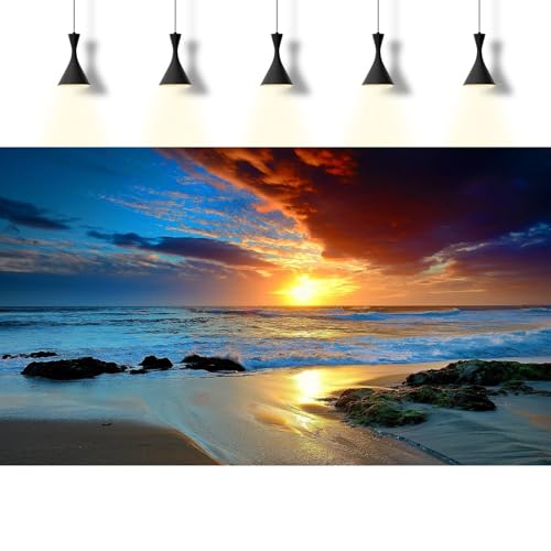 Sunset Beach Aquarium Background Sunrise Ocean Seashore Fish Tank Background Ocean Seascape Terrarium Backgrounds Amazing Sunrise Over Seacoast Sand Ocean Waves Reptile Tank Backgrounds 24x16in - color: Dark Blue, size: 24(W)x16(H)inches/ 60(W)*40cm(H)