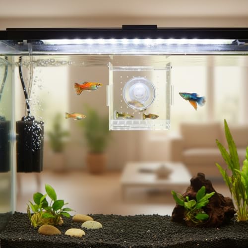 Aquarium Isolation Box, Clear Acrylic Internal Tank Divider for Fry and Small Fish, 3.1 x 3.1 x 3.1 Inch (1 PC)