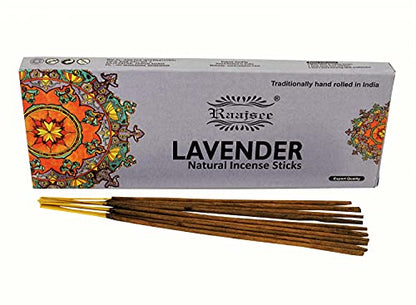 raajsee Lavender Incense Sticks 100 Gm Pack-100% Pure Organic Natural Hand Rolled Free from Chemicals-for Church,Aroma Therapy,Relaxation,Meditation,Positivity & Sensual Therapy - color: Lavender