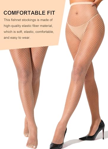 VOAKOW Fishnet Stockings Womens High Waist Fishnet Tights Mesh Stockings For Women - color: Regular Nude S Mesh 2
