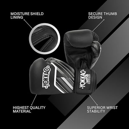 Yokkao Muay Thai Boxing Gloves – Essential Gloves for Beginners Men & Women Microfiber Leather Multi-Layered Foam Padding & Secure Fit - size: 14oz