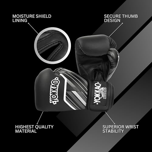 Yokkao Muay Thai Boxing Gloves – Essential Gloves for Beginners Men & Women Microfiber Leather Multi-Layered Foam Padding & Secure Fit - size: 8oz