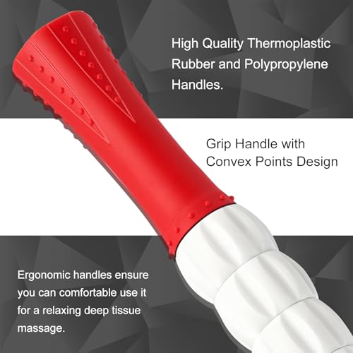 Muscle Roller Massage Roller Stick- Deep Tissue Fascia Blaster for Myofascial Pain Relief, Lymphatic Drainage & Body Sculpting, Handheld Physical Therapy & Recovery Tool (Red White inch) - color: Red White