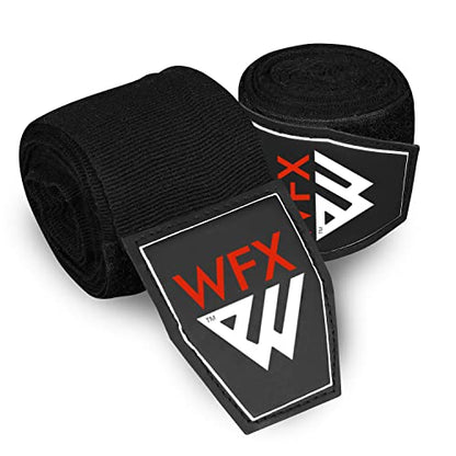 WFX Boxing Hand Wraps 3.5 4.5 Meter Martial Arts Bandages Inner Gloves Wrist Support Straps Punching Under Hand Knuckles Heavy Elasticated Training Bag Mitts Muay Thai - color: Black, size: 3.5 M